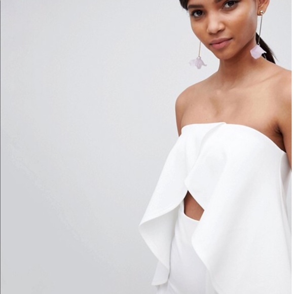 ASOS Design bandeau frill cut out midi dress - Picture 3 of 8